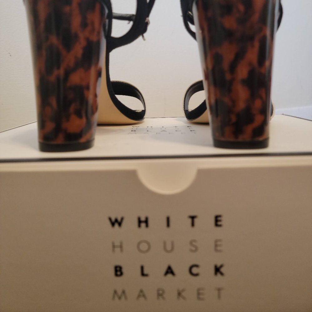 WHBM Bailey Linen Tortoise High Heel Sandals Size8